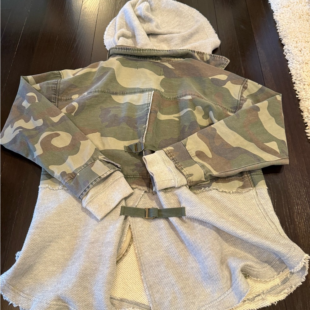 Vintage Havana Jacket Women Small Gray Sweatshirt Hooded Camo Canvas Zipper - Picture 3 of 4
